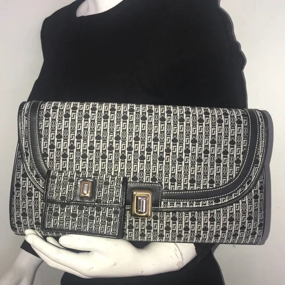 New vintage Judith Leiber large jaquered clutch fabric - Picture 1 of 12